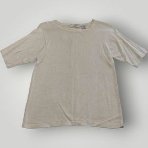 VTG Jacqueline Ferrar Women's M Silver Gray Short Sleeve Lightweight Sweater